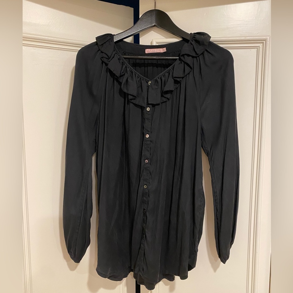 Calypso St. Barth Black Silk Blend Blouse